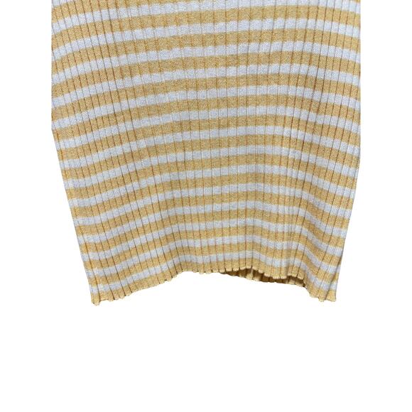 St. John Sport by Marie Gray Yellow White Striped Knit Tank Top  M/L Wool Blend - Picture 4 of 6